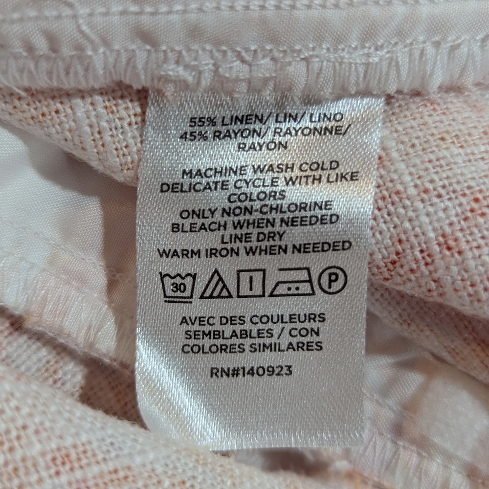 LOFT The Peyton Bermuda Shorts Linen Blend Baked Gold White Orange Size 8 NWOT - Picture 14 of 15